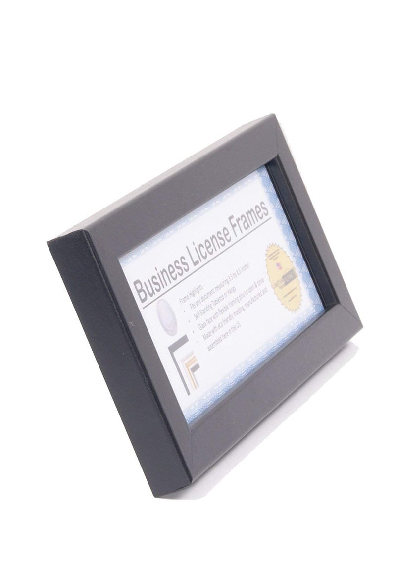 Creative Picture Frames [3.5x8.5bk] Professional Black Business License Certificate Frame, Holds 3.5 by 8.5 inch Media, Self-Standing with Wall Hanger - Image 2